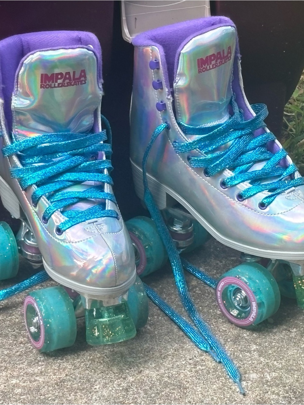 Impala Holographic Roller Skates for Women — Purple & Teal Size 6